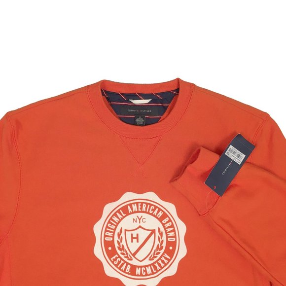 NEW Vintage Tommy Hilfiger Varsity Sweatshirt! Orange White Varsity Style Design - Picture 2 of 2